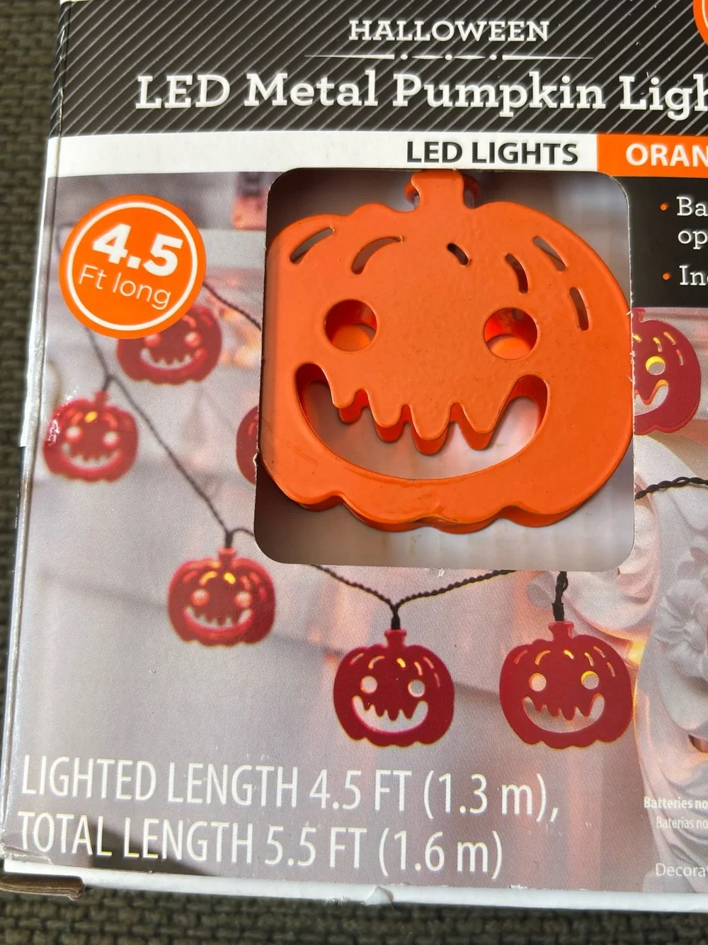 Halloween decorations Metal pumpkin lights NIB